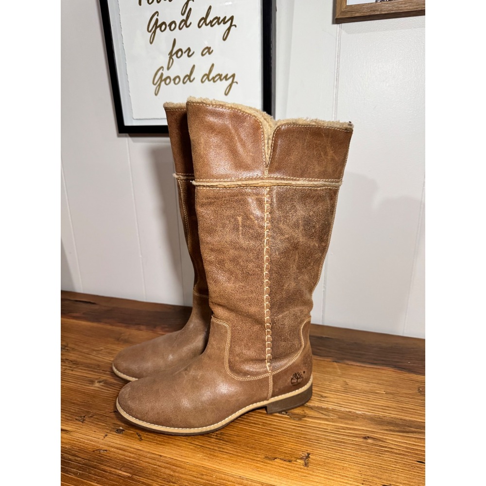 Timberland Earthkeepers Shoreham Tall Leather Fold Down Lined Boots Brown 9.5 - Picture 4 of 10